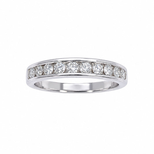 18ct White Gold Natural Diamond Channel Set Half Eternity Ring 0.50ct