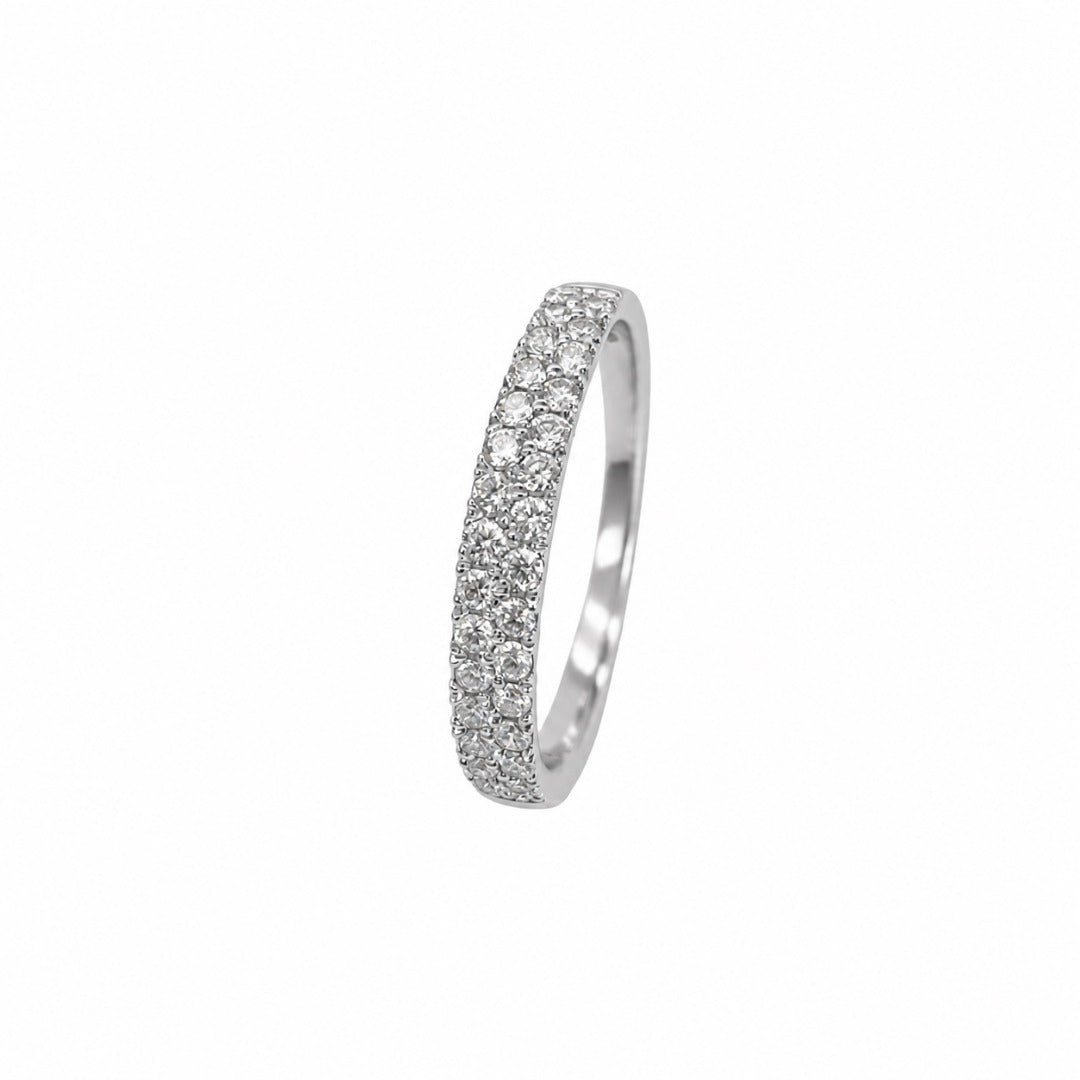 18ct White Gold Natural Diamond Double Row Half Eternity Ring 0.35ct