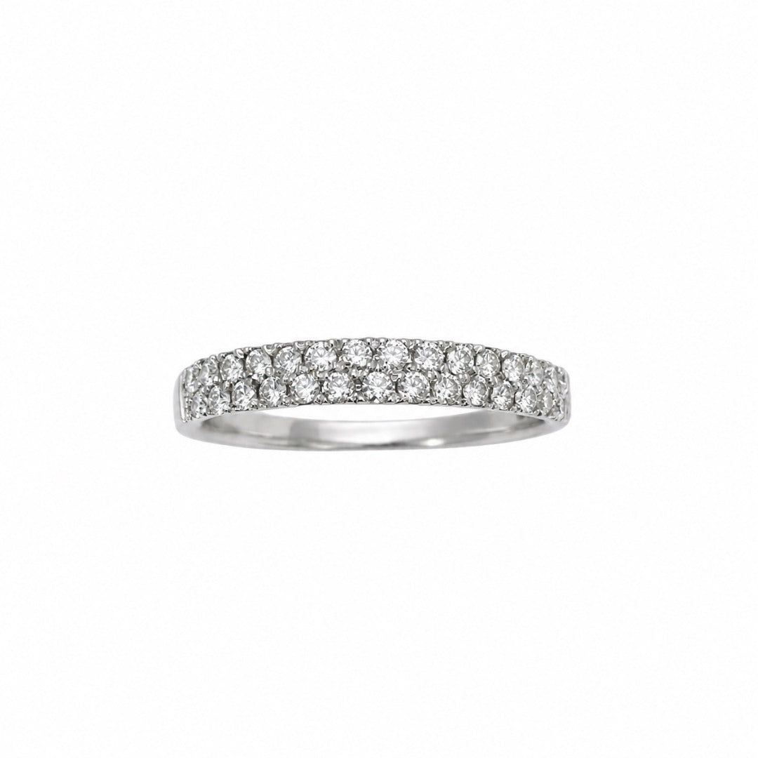 18ct White Gold Natural Diamond Double Row Half Eternity Ring 0.35ct