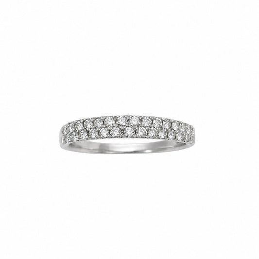 18ct White Gold Natural Diamond Double Row Half Eternity Ring 0.35ct