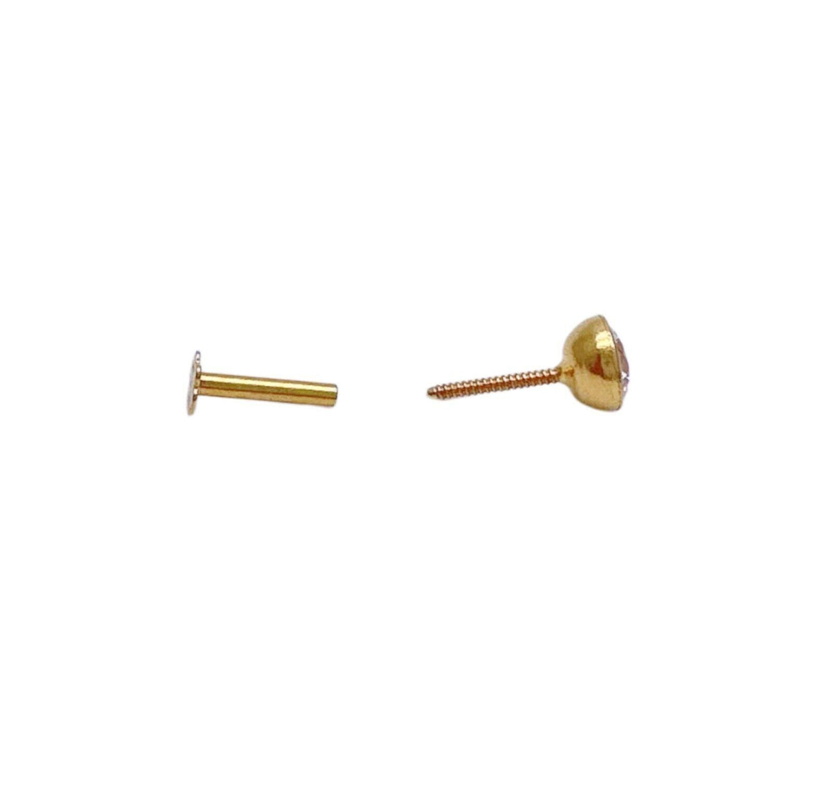 22 kt gult guld rund bezel børne ørestikker 2,5-4,5 mm