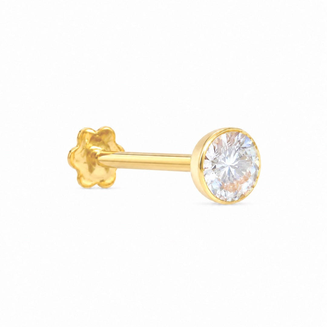 22 kt guldbelagt & cubic zirconia næsepin/næsepin skruebag (3,5MM-4,5MM)