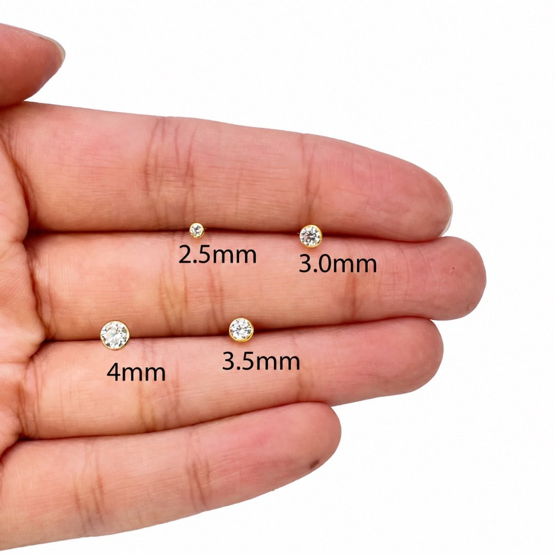 22 kt guldbelagt & cubic zirconia næsepin/næsepin skruebag (3,5MM-4,5MM)