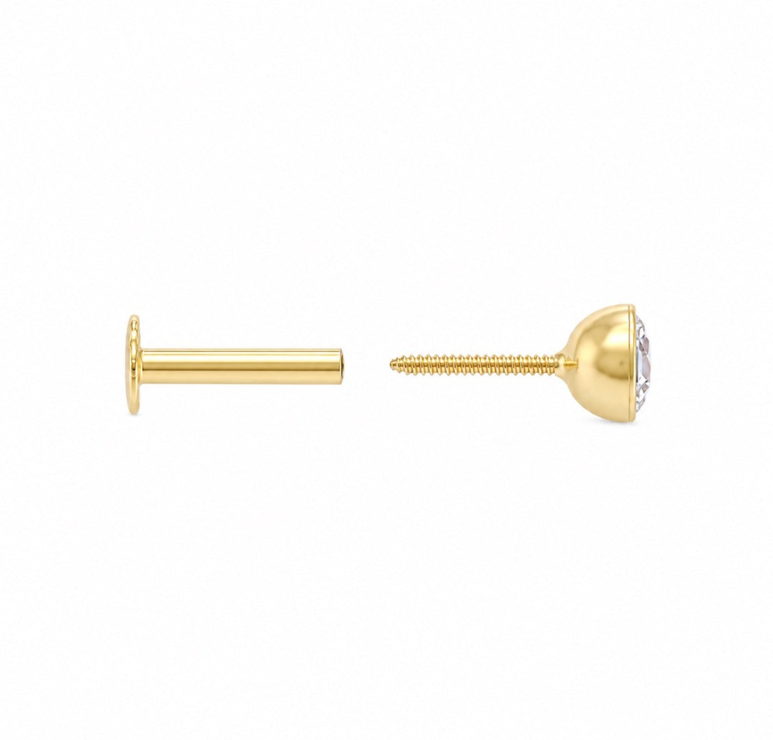 22 kt guldbelagt & cubic zirconia næsepin/næsepin skruebag (3,5MM-4,5MM)