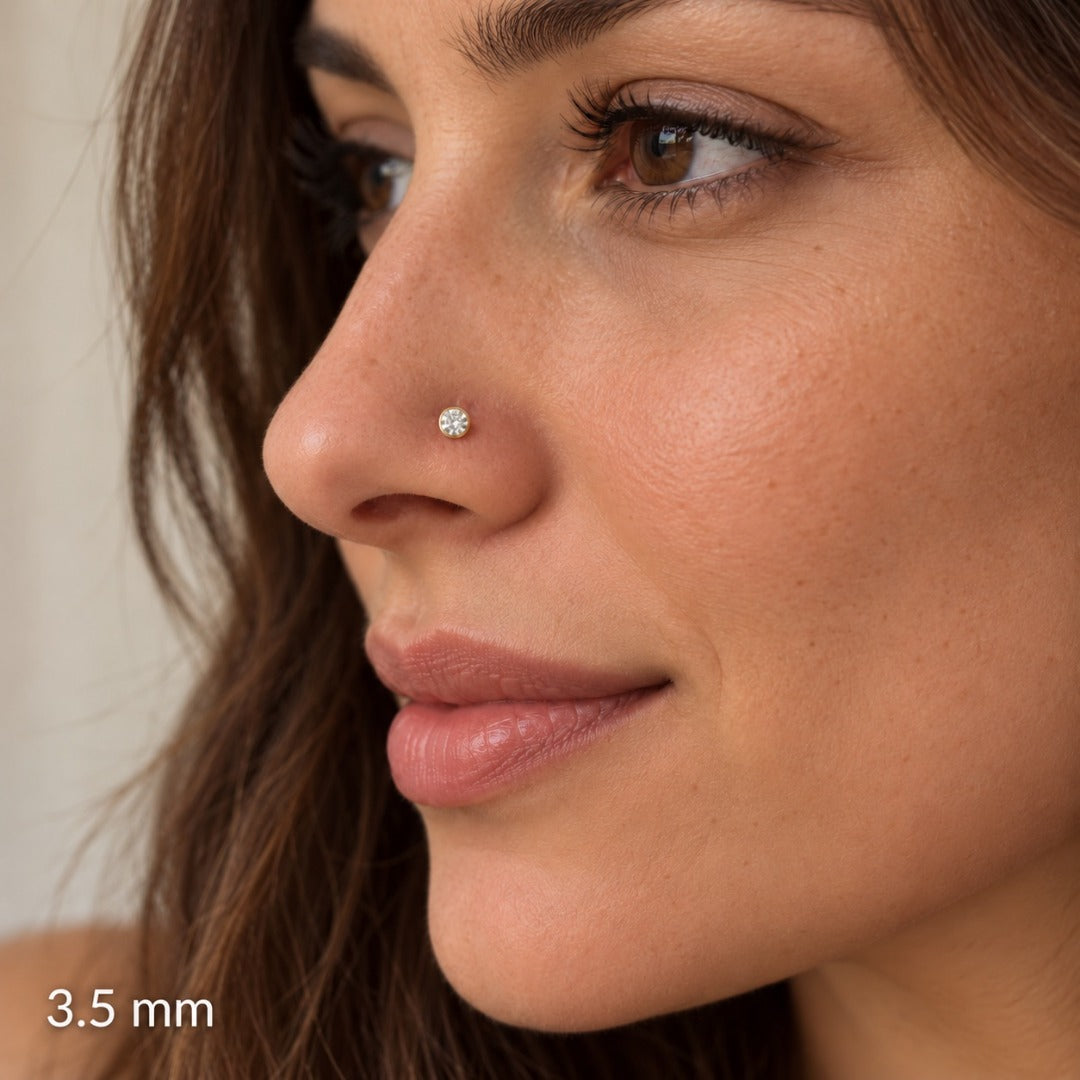 22 kt guldbelagt & cubic zirconia næsepin/næsepin skruebag (3,5MM-4,5MM)