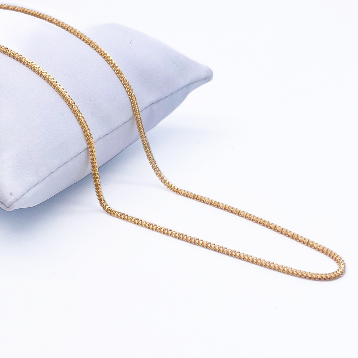 22 kt guldbelagt solid Foxtail-kæde halskæde 18'' tommer 1,6 mm bredde