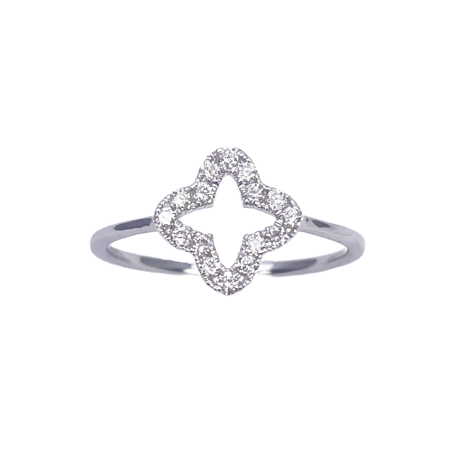 18 kt hvidguld diamant kløver/blomst formet ring 0,19 ct