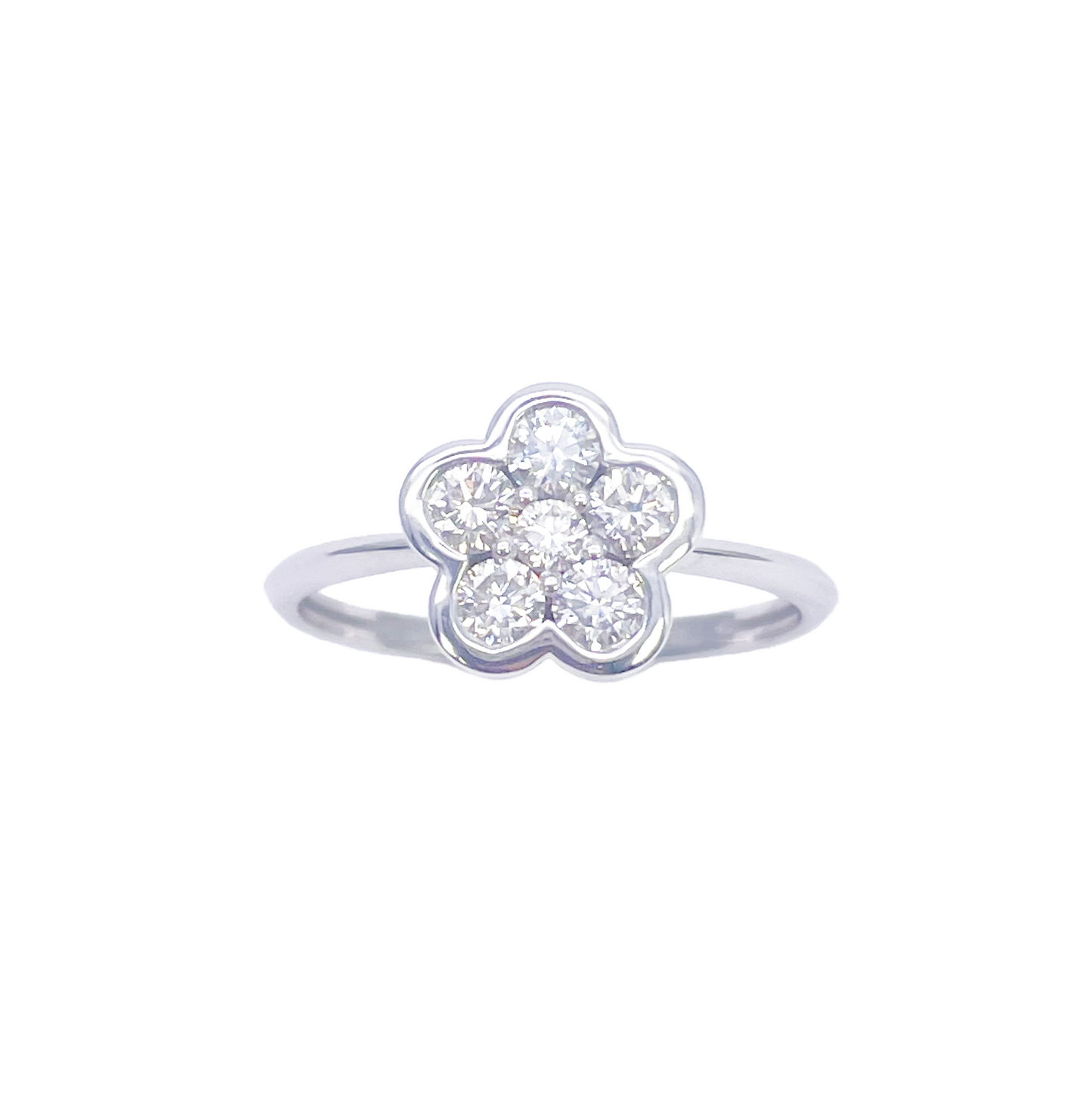 18 kt hvidguld elegant blomster diamant ring 0,46 ct