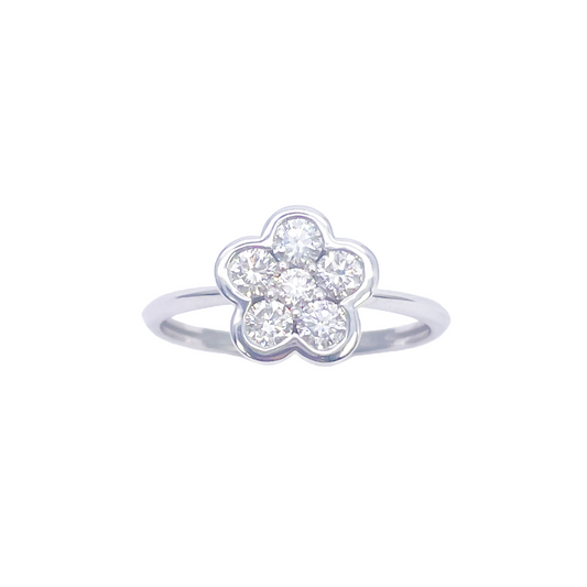 18 kt hvidguld elegant blomster diamant ring 0,46 ct