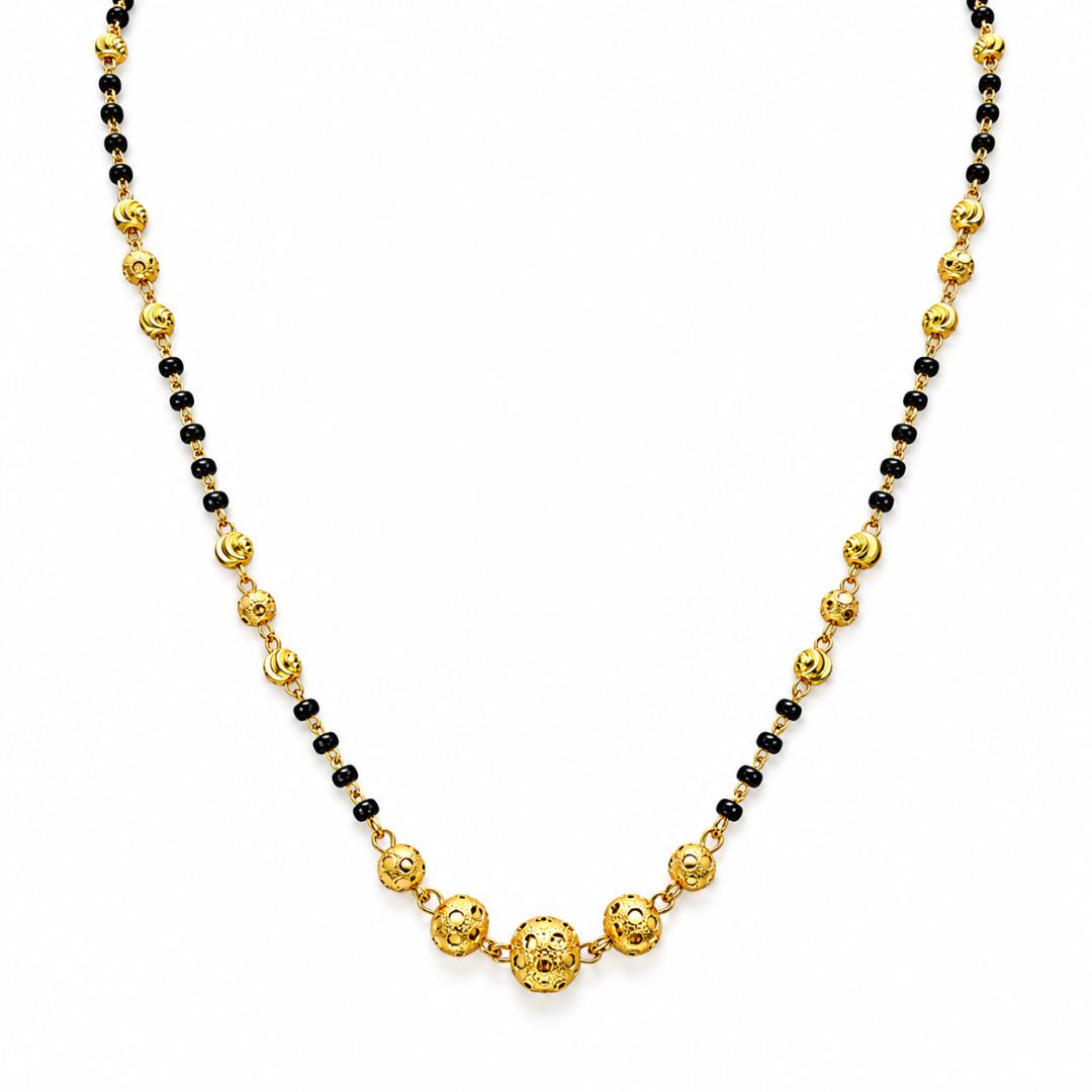 22 kt guldbelagte diamant-skårne perle mangalsutra halskæde 18,5 tommer