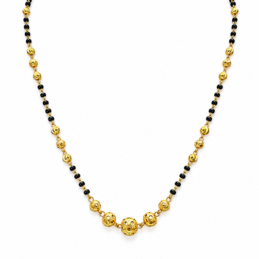 22 kt guldbelagte diamant-skårne perle mangalsutra halskæde 18,5 tommer
