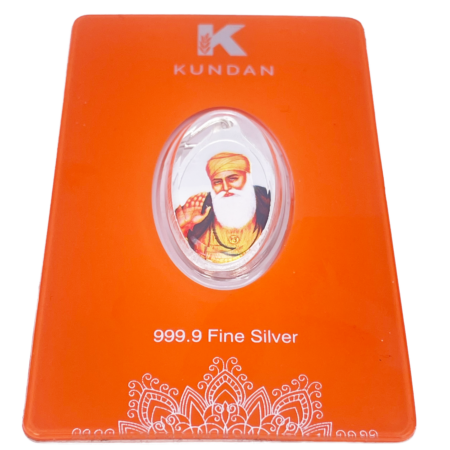 999,9 rent sølv 5 gram farvet Guru Nanak Sikh vedhæng forseglet pakke