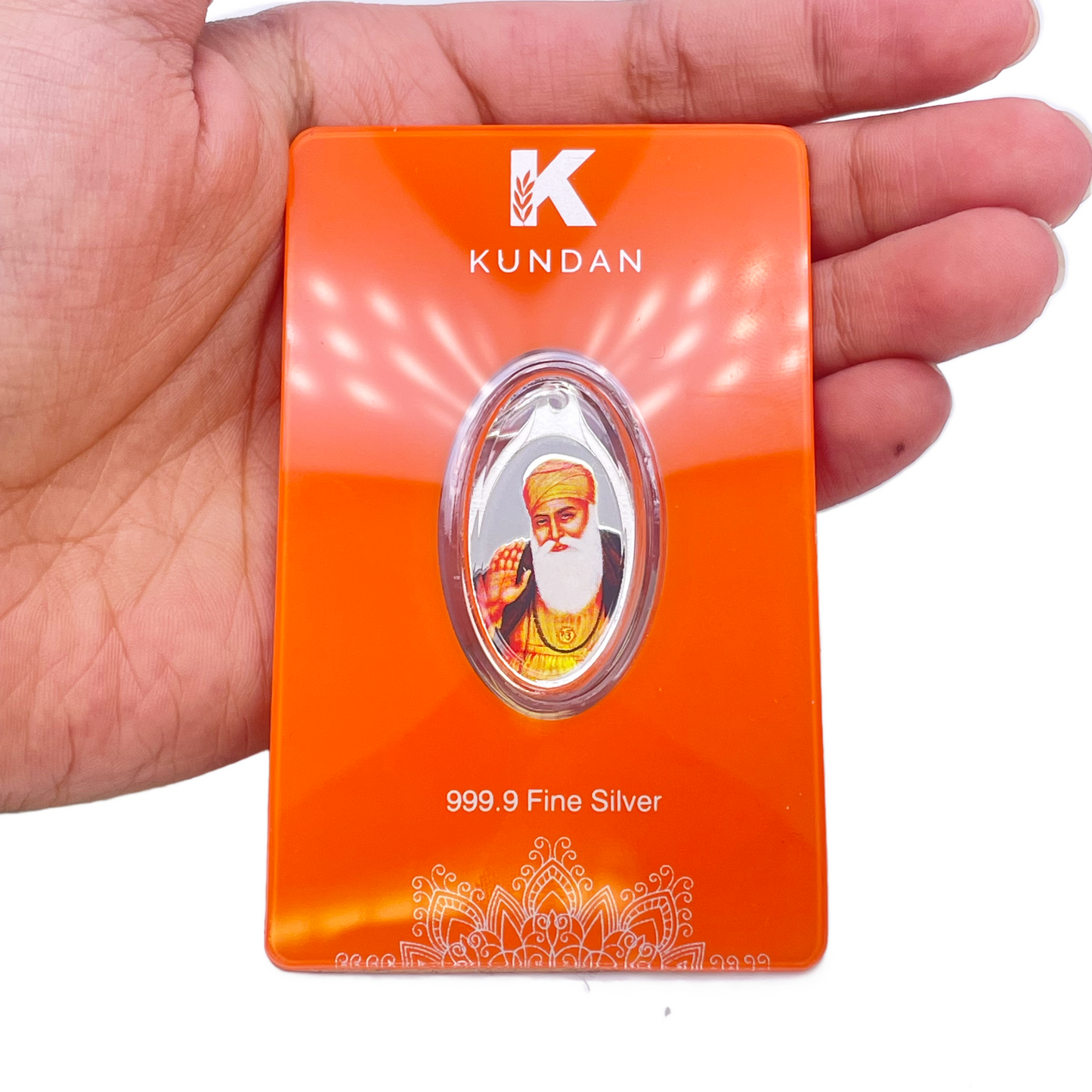 999,9 rent sølv 5 gram farvet Guru Nanak Sikh vedhæng forseglet pakke