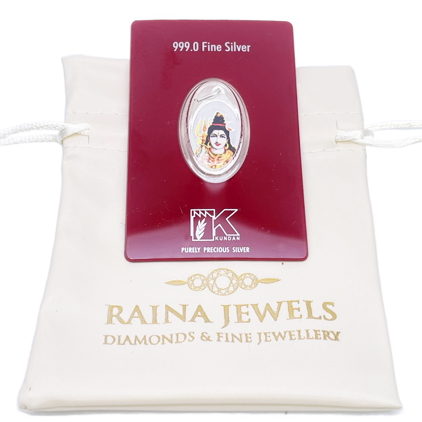 999,9 rent sølv 5 gram farvet Shankar / Shiva vedhæng forseglet pakke
