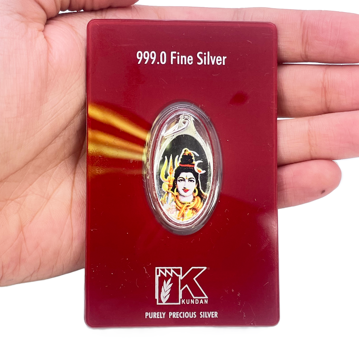 999,9 rent sølv 5 gram farvet Shankar / Shiva vedhæng forseglet pakke