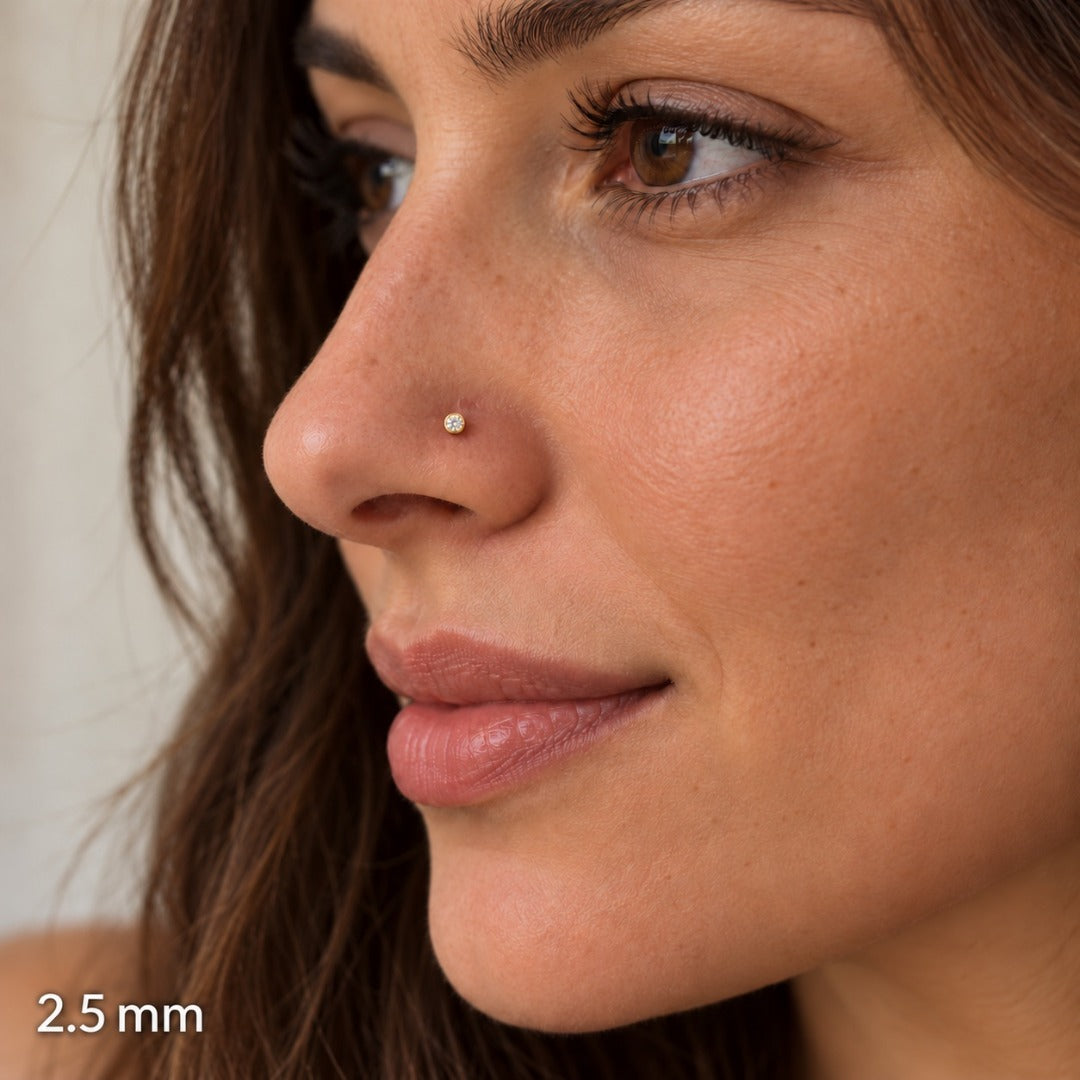 22 kt guldbelagt & cubic zirconia næsepin/næsepin skruebag (3,5MM-4,5MM)