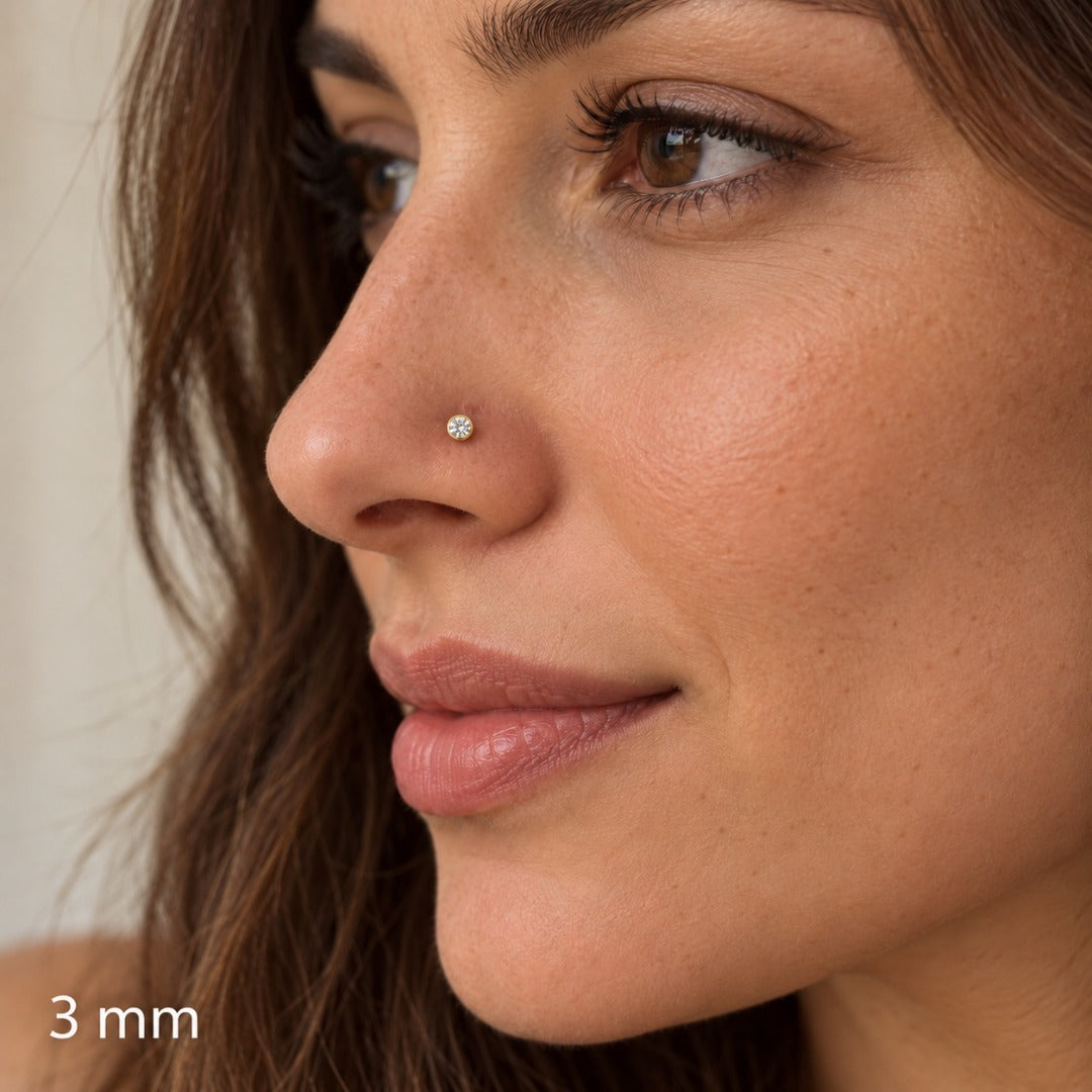 22 kt guldbelagt & cubic zirconia næsepin/næsepin skruebag (3,5MM-4,5MM)