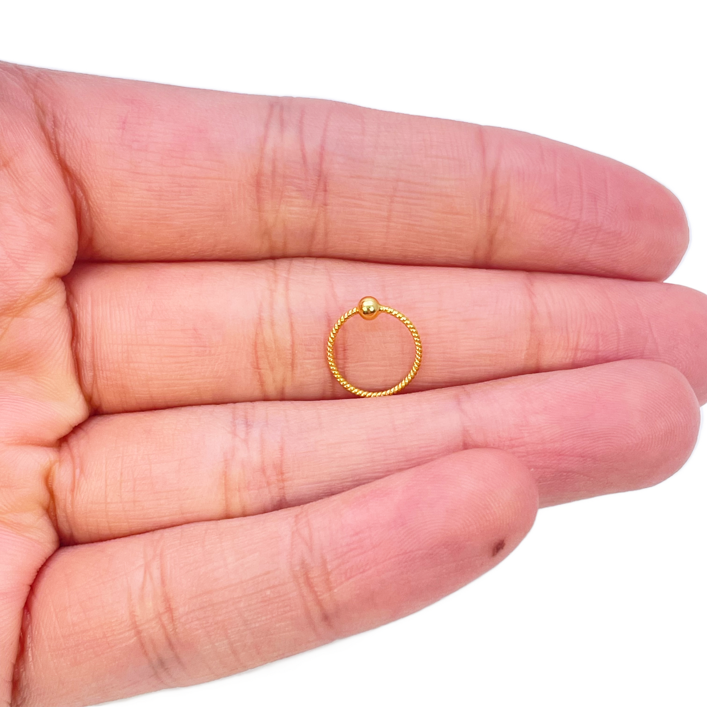 22kt guldbelagt lille reb fin næsering huggie ring 8 mm diameter