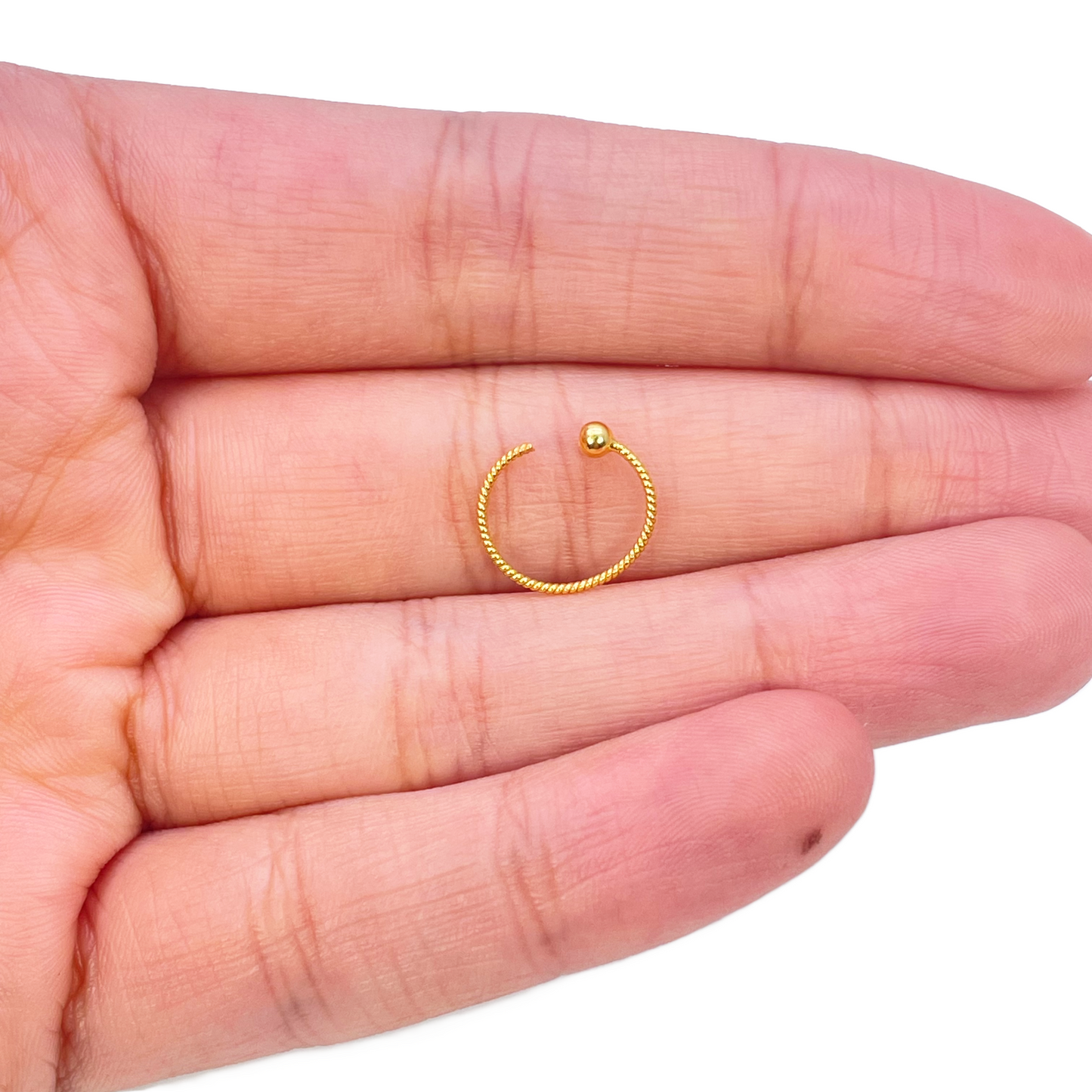 22kt guldbelagt lille reb fin næsering huggie ring 8 mm diameter