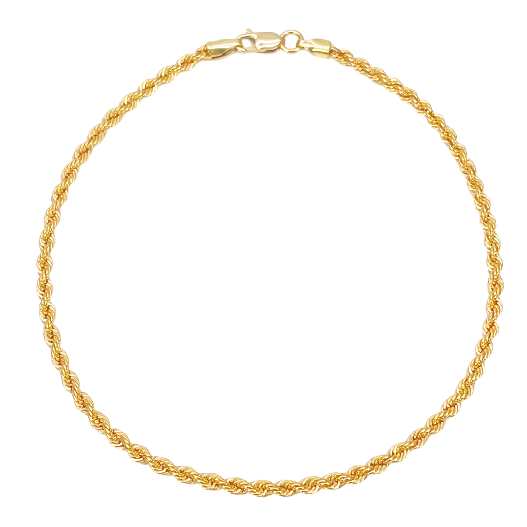 22 kt Guld Reb Kæde Armbånd Letvægt 7 Tommer 2,2 mm