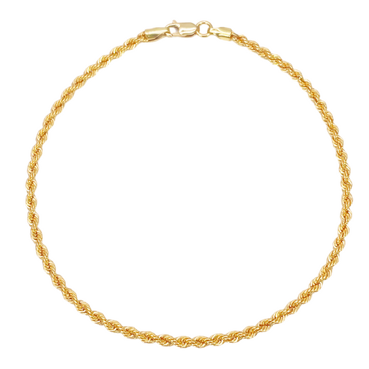 22 kt Guld Reb Kæde Armbånd Letvægt 7 Tommer 2,2 mm