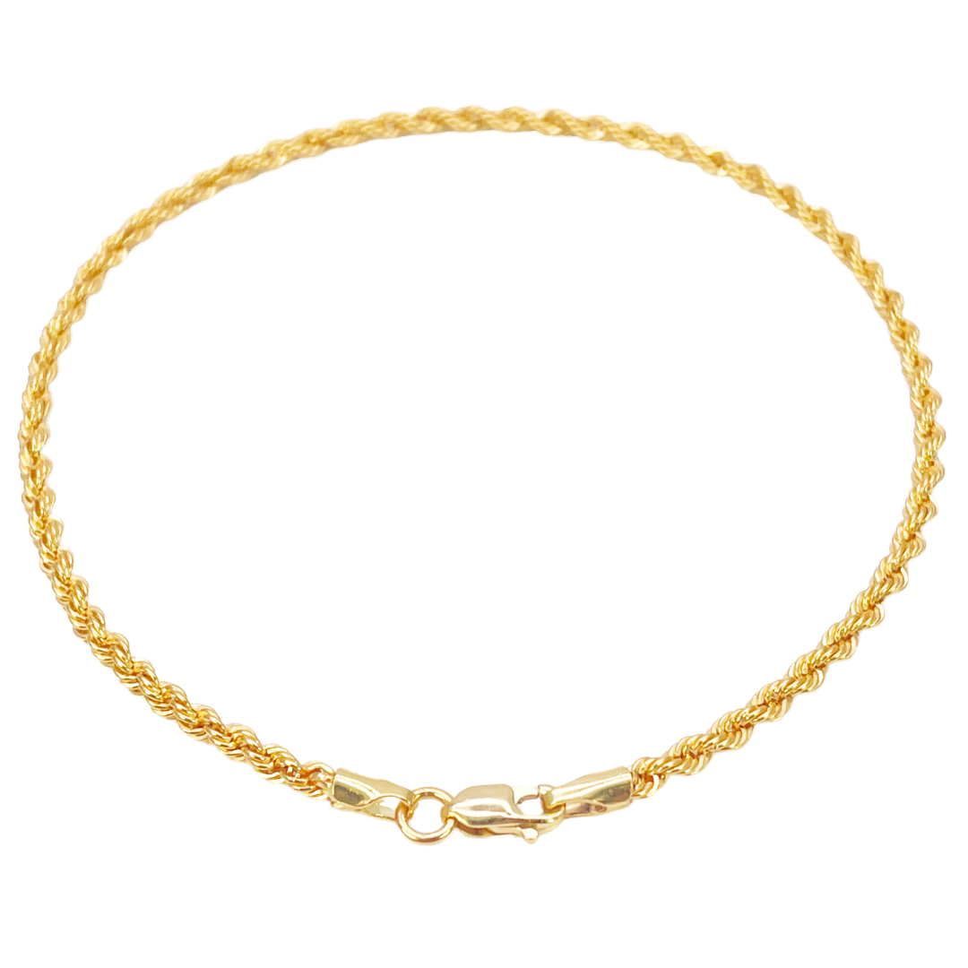 22 kt Guld Reb Kæde Armbånd Letvægt 7 Tommer 2,2 mm