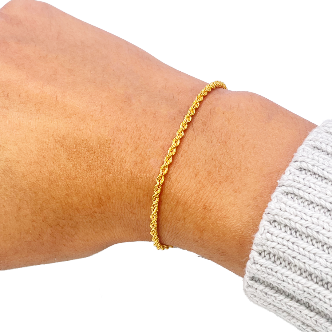 22 kt Guld Reb Kæde Armbånd Letvægt 7 Tommer 2,2 mm