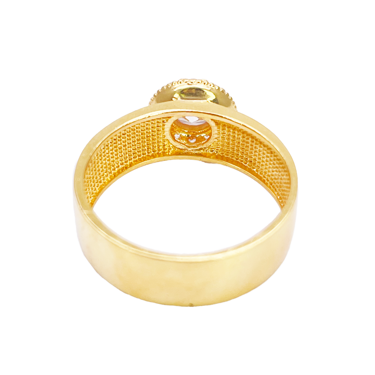 22 kt guld cubic zirconia halo ring, højpoleret, 8,6 mm bred