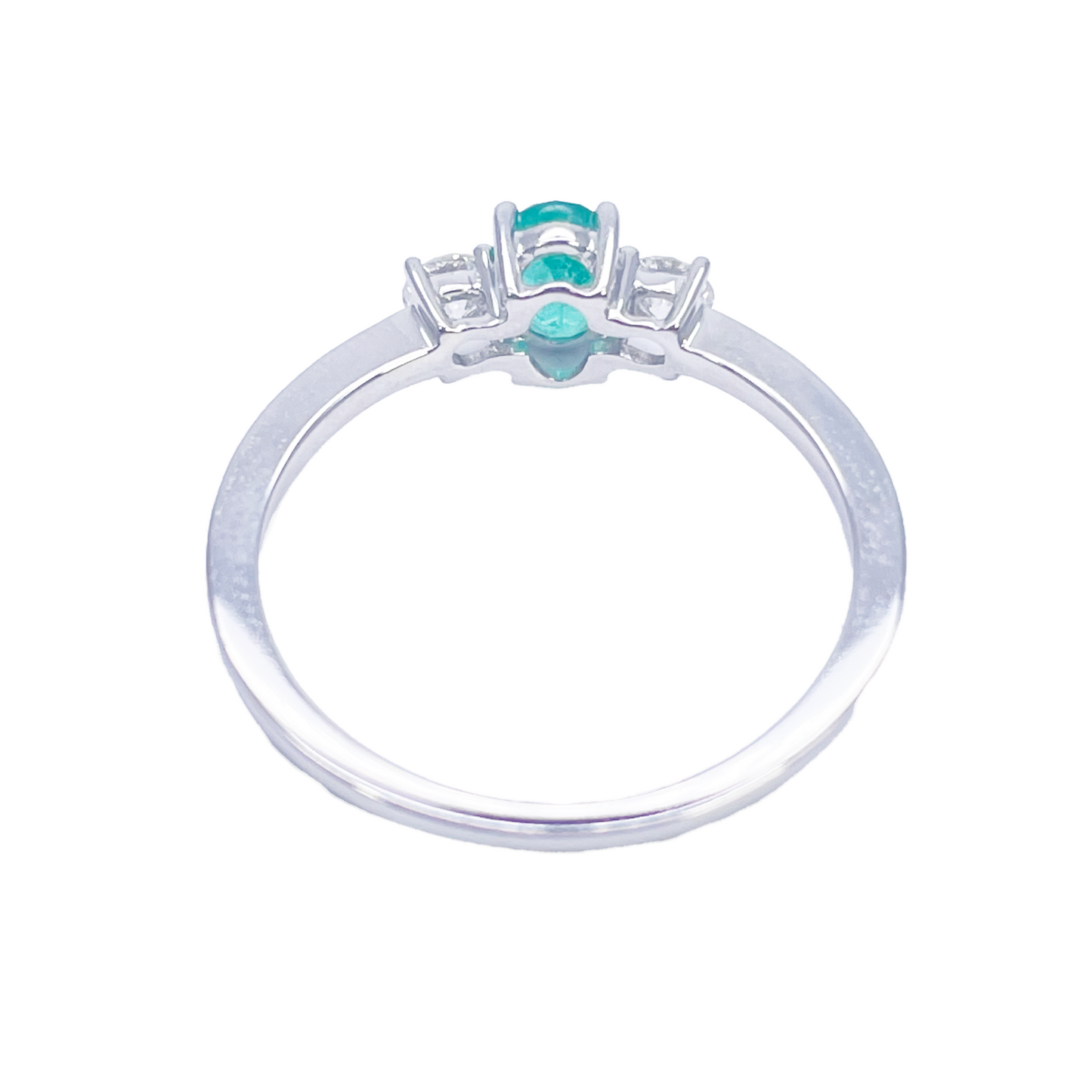 18kt guld smaragd diamant ring naturlig rund & oval slibning tre-sten 0,60ct