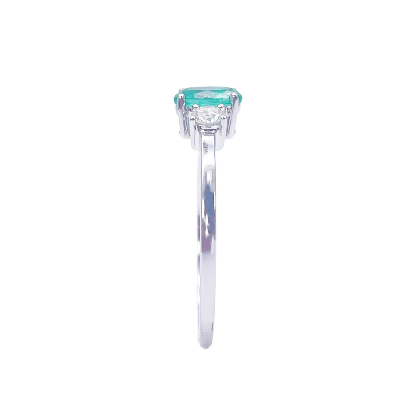 18kt guld smaragd diamant ring naturlig rund & oval slibning tre-sten 0,60ct