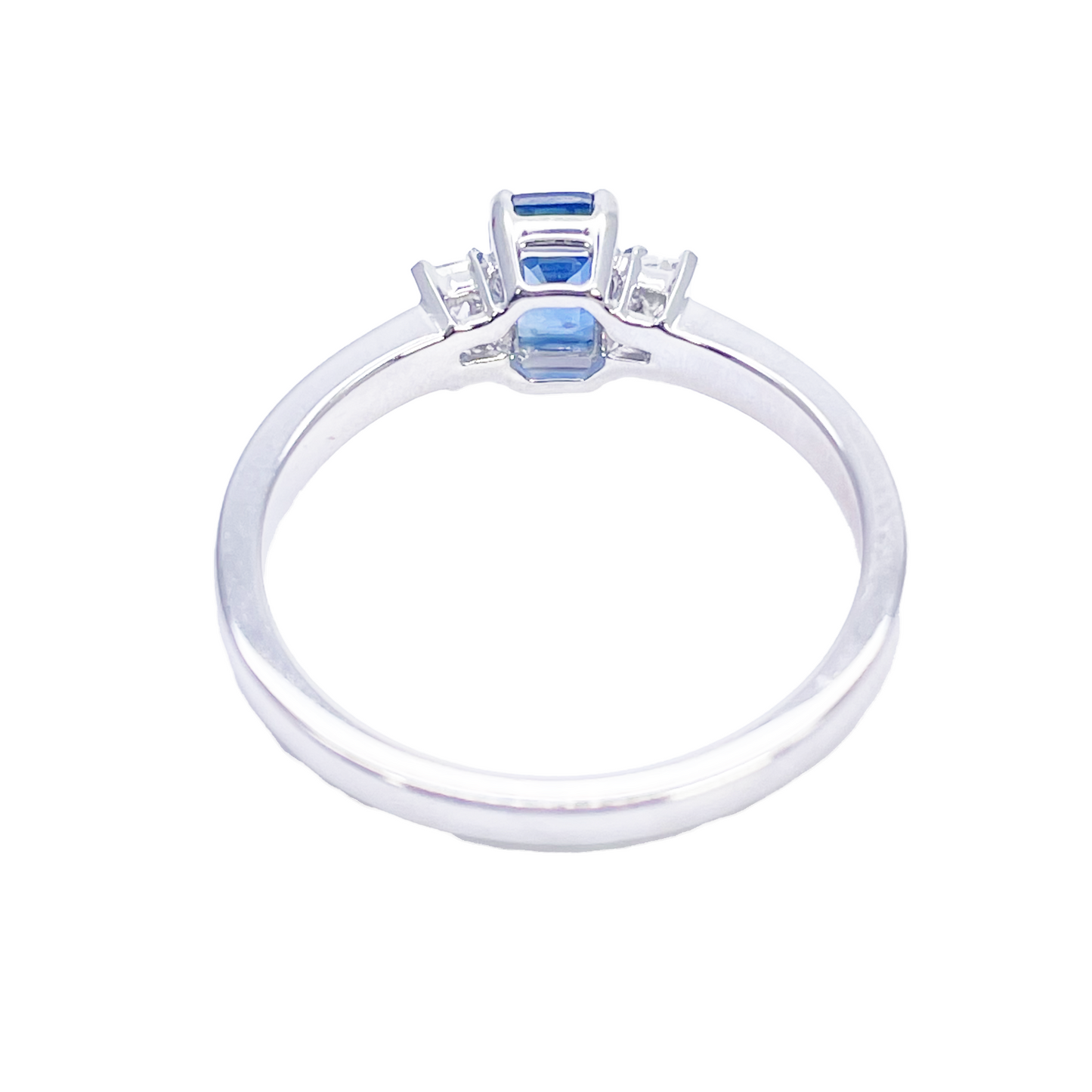 18kt guld safir diamant ring naturlig baguette & smaragd slibning 0,86ct