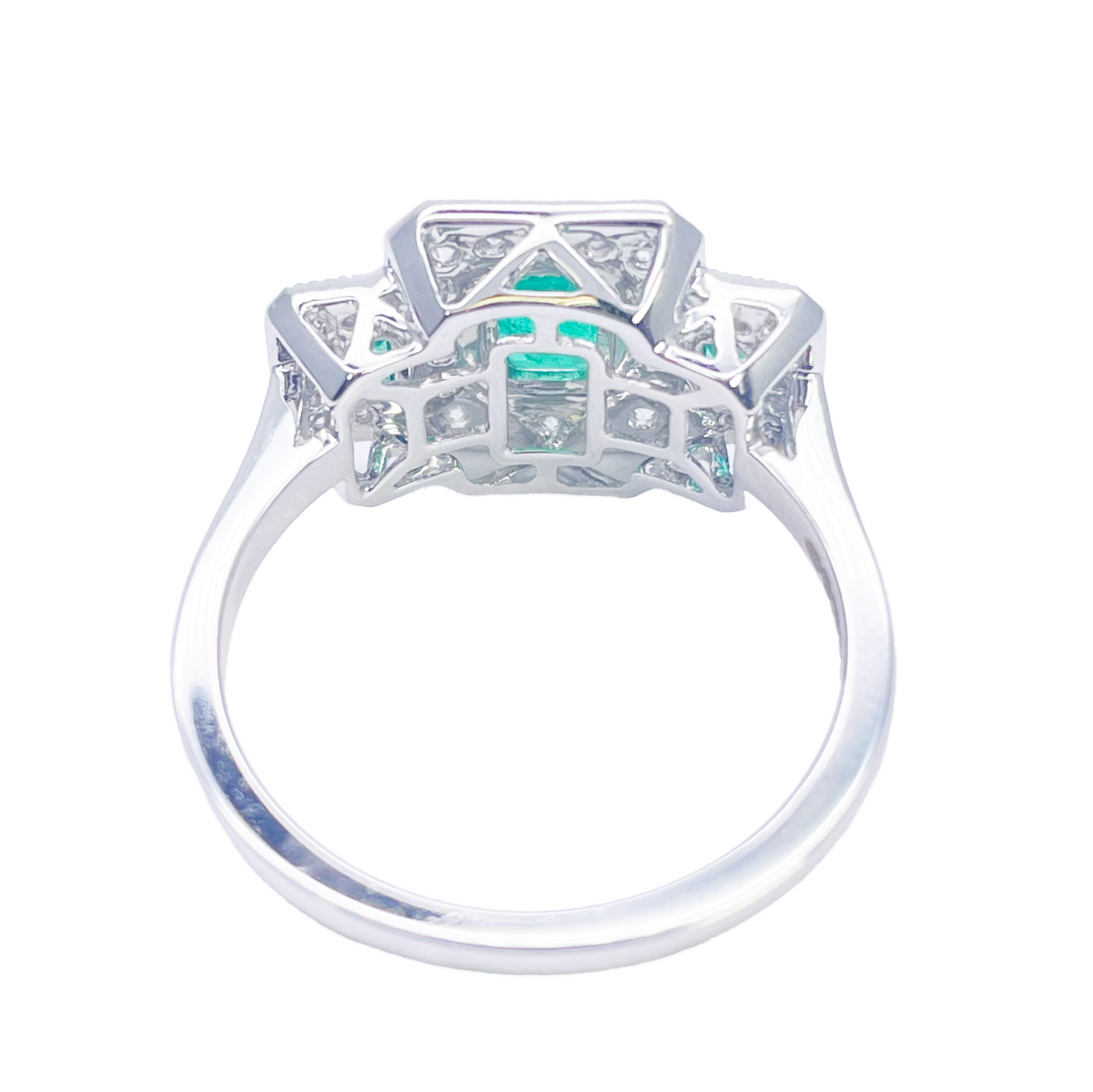 18kt guld naturlig smaragd diamant halo ring rund & smaragd slibning 0,95ct