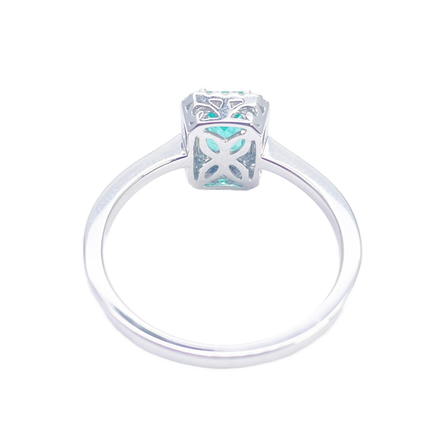 18kt guld naturlig smaragd diamant halo ring rund & smaragd slibning 0,70ct