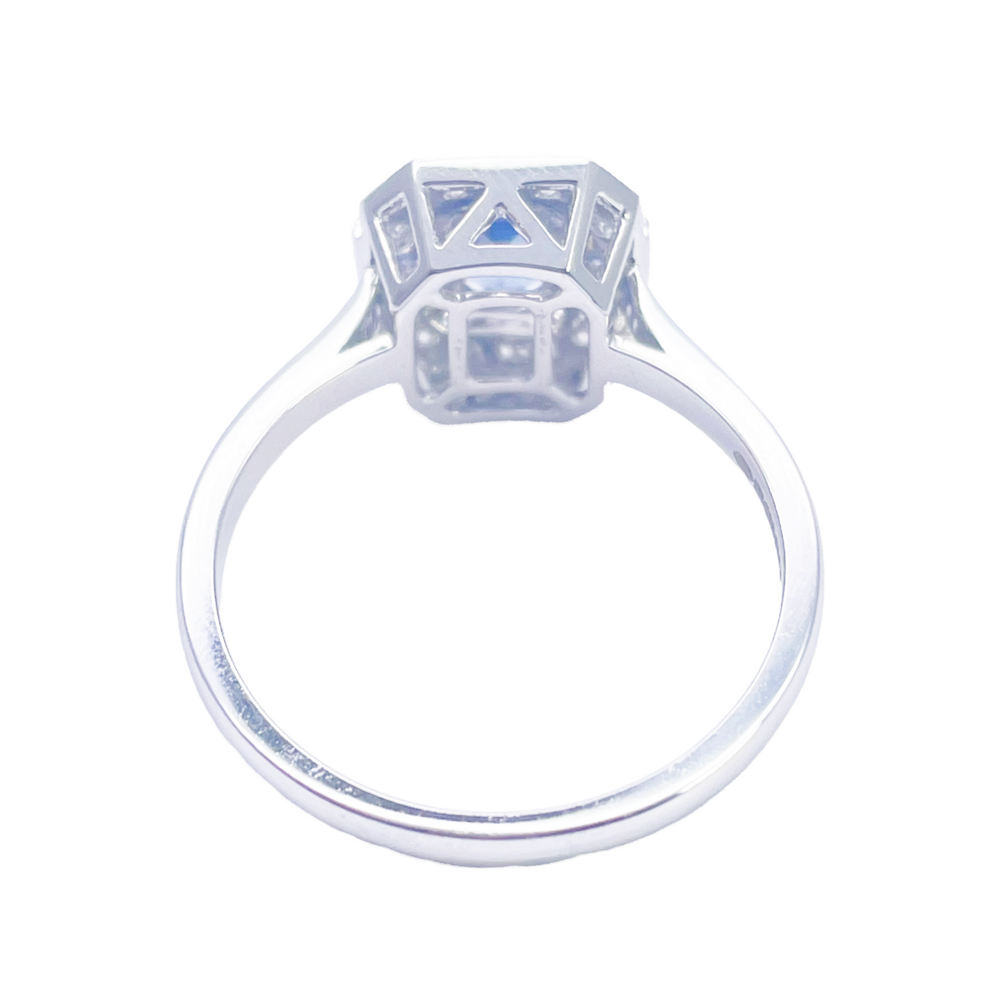 18kt guld naturlig safir diamant halo ring rund & smaragd slibning 1,00ct