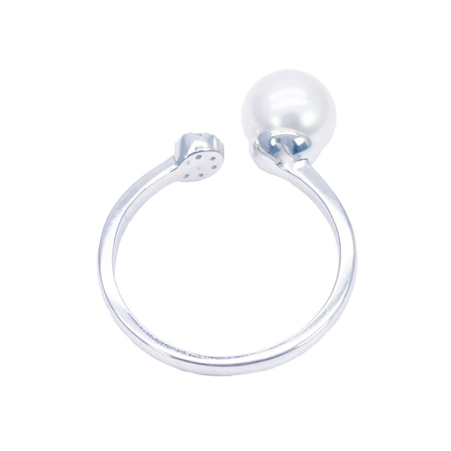 18kt guld ferskvandsperle diamant ring naturlig rund 0,05ct