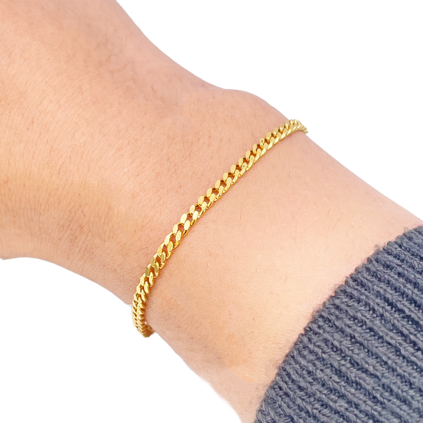 22kt guld curb link armbånd højpoleret plain 6,8 tommer