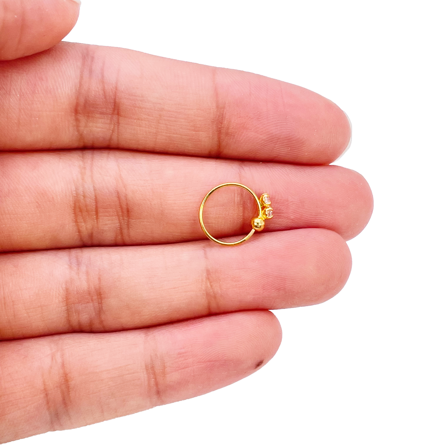 22 kt guldbelagt smuk lille hoop huggie næsering 9 mm