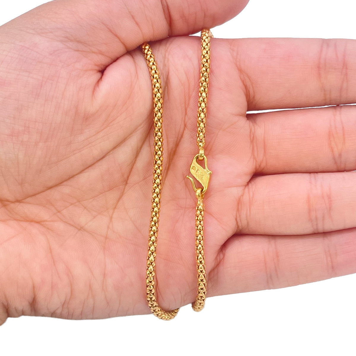 22ct Yellow Gold Popcorn Chain Necklace Textured Link Design