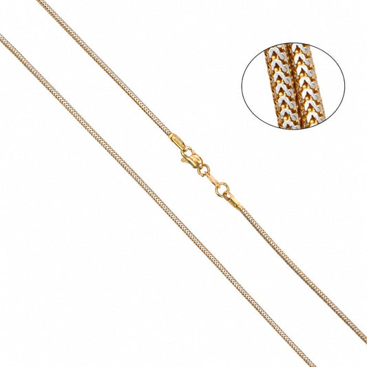 22ct Yellow Gold Two Tone Foxtail Chain Necklace 20 Inches