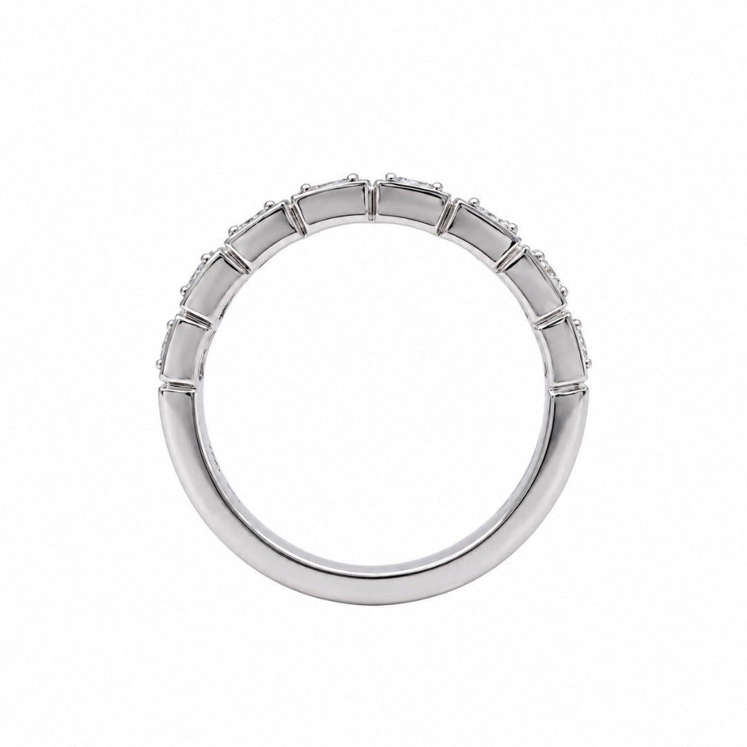 18ct White Gold Natural Diamond Half Eternity Ring Claw Set Geometric