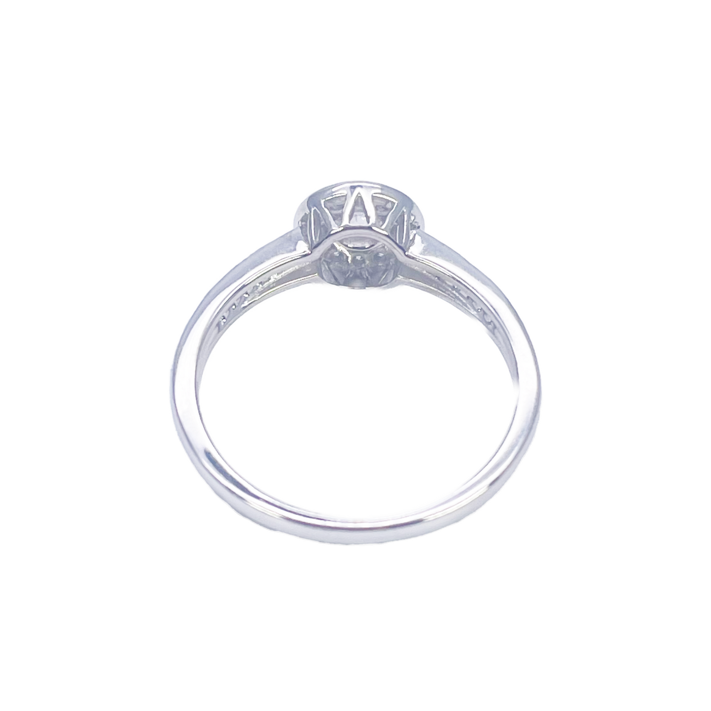 18 kt hvidguld og rund naturlig diamant pavé halo ring 0,30 ct