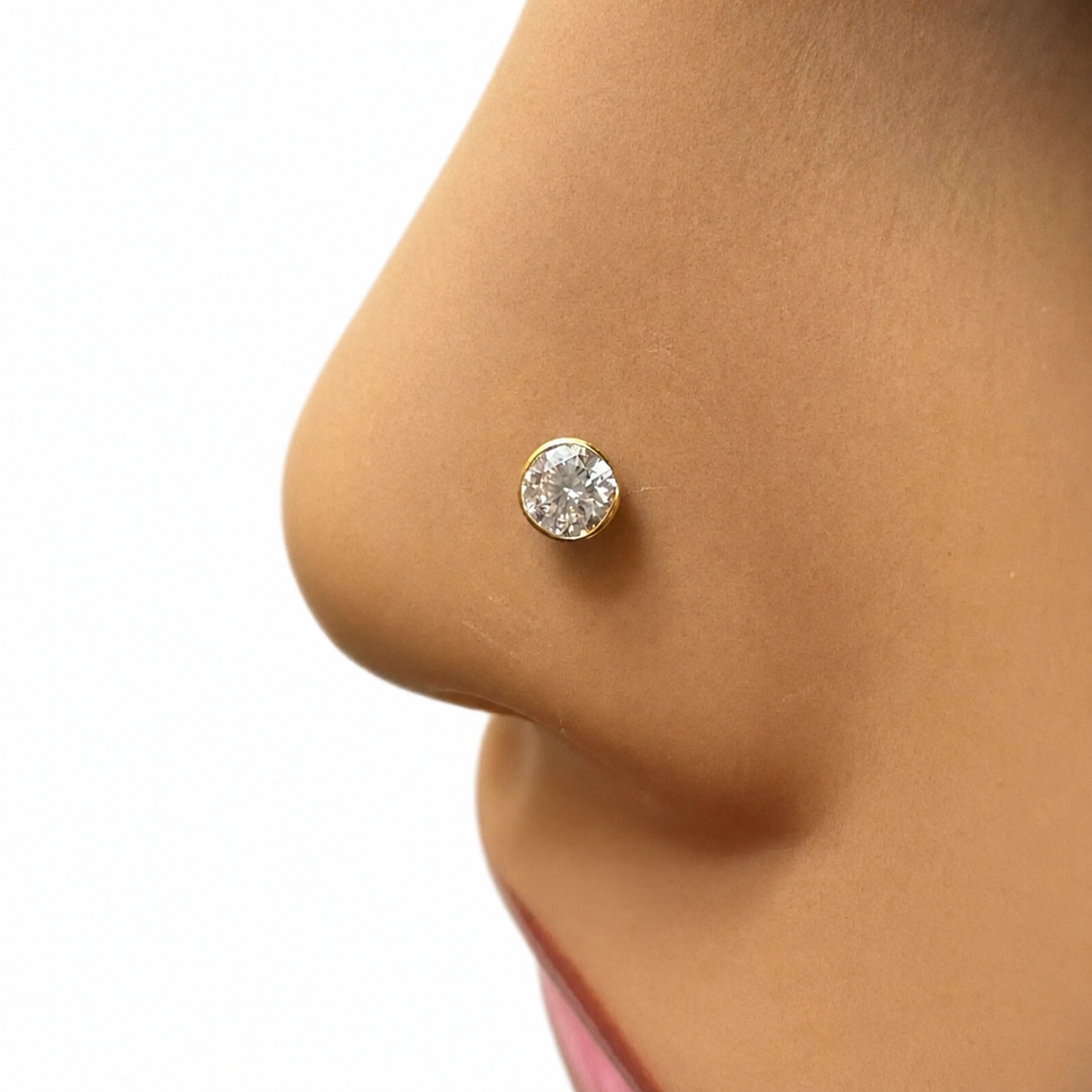 22 kt guldbelagt & cubic zirconia næsepin/næsepin skruebag (3,5MM-4,5MM)