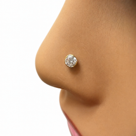 22 kt guldbelagt & cubic zirconia næsepin/næsepin skruebag (3,5MM-4,5MM)