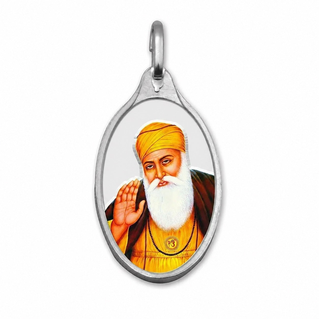 999,9 rent sølv 5 gram farvet Guru Nanak Sikh vedhæng forseglet pakke