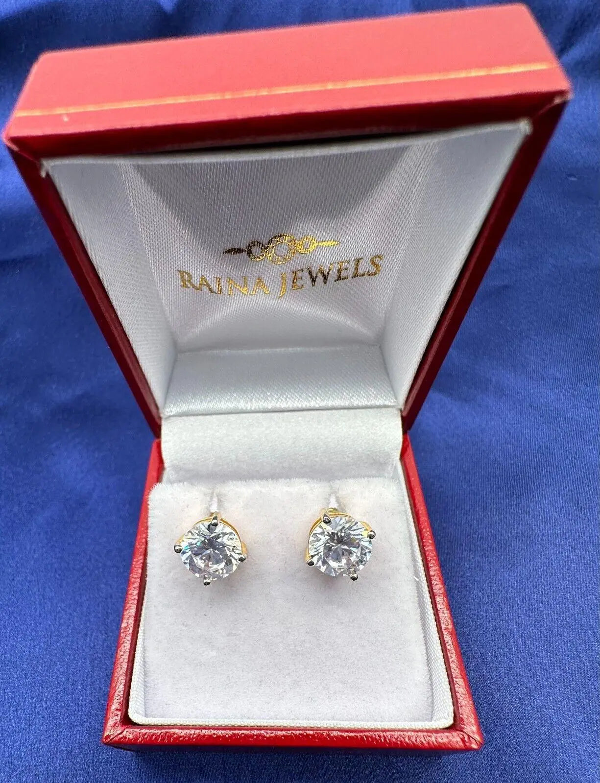 22ct Yellow Gold Round Style Cubic Zirconia Men's Stud Earrings, 3.81gm 