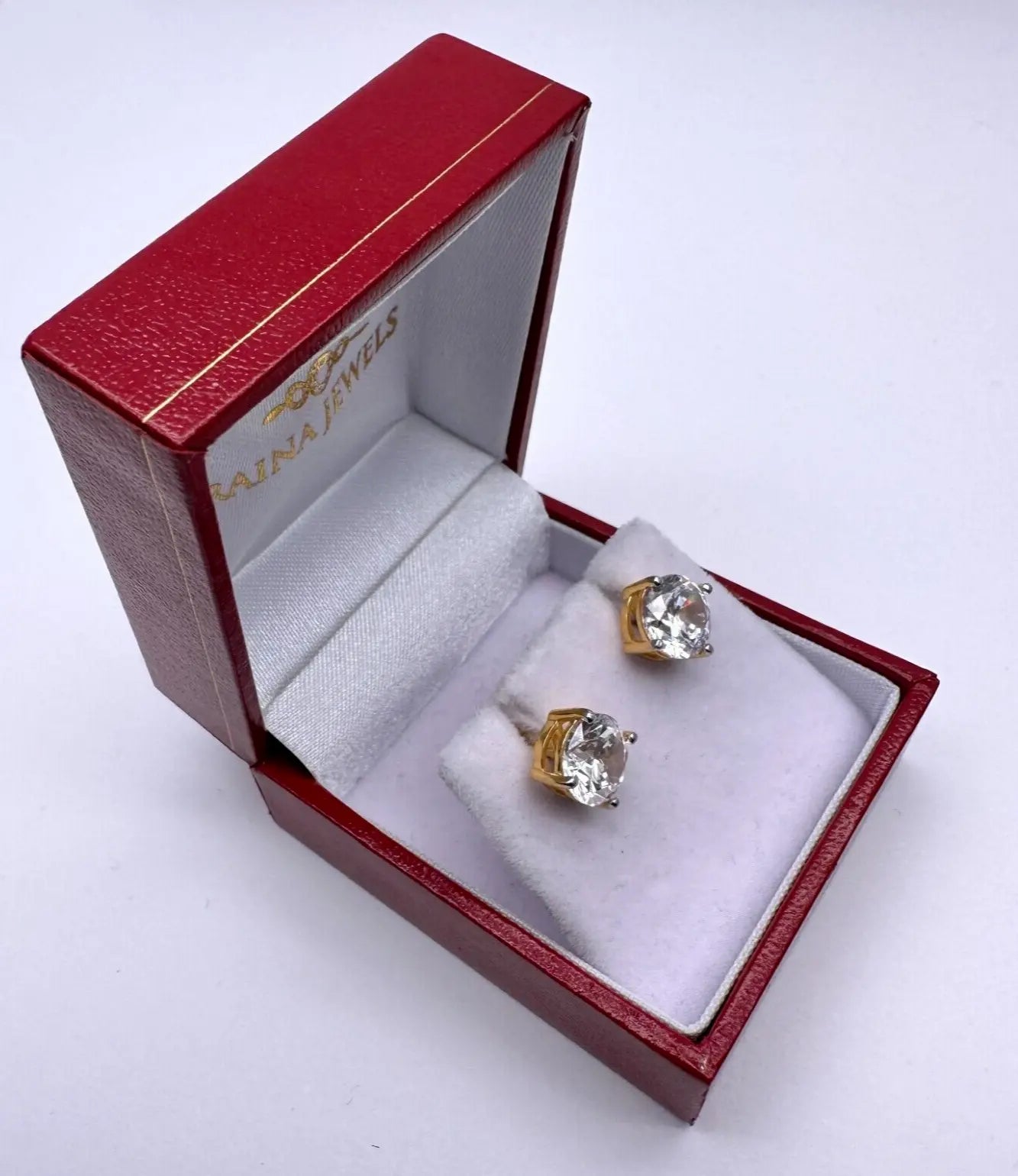 22ct Yellow Gold Round Style Cubic Zirconia Men's Stud Earrings, 3.81gm 